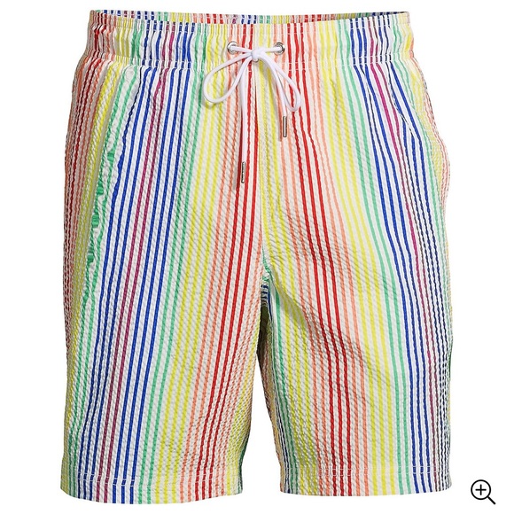 Lands End Men's 8" Seersucker Volley Swim Trunks - Picture 4 of 6